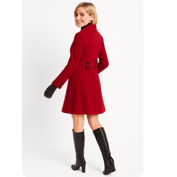 EXPRESS Bold Red Swing Wool Blend Peacoat Size XS - Picture 2 of 14